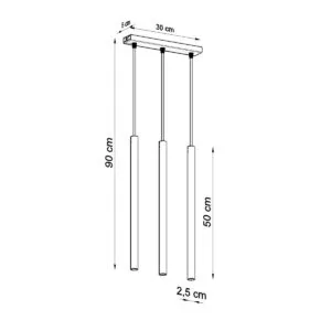 Pastelo 3-Light Linear Pendant - Polished Gold Bar & Linear Pendant Lights Great Lighting UK Ltd