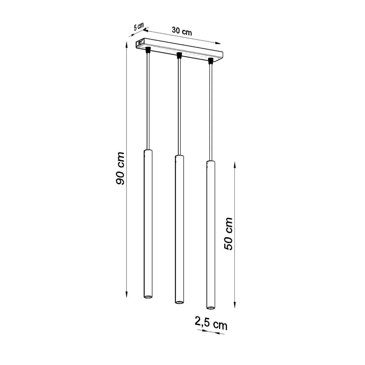 Pastelo 3-Light Linear Pendant - Polished Gold Bar & Linear Pendant Lights Great Lighting UK Ltd