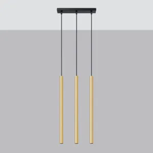 Pastelo 3-Light Linear Pendant - Polished Gold Bar & Linear Pendant Lights Great Lighting UK Ltd