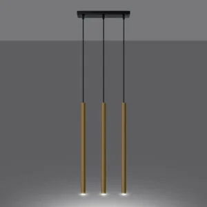 Pastelo 3-Light Linear Pendant - Polished Gold Bar & Linear Pendant Lights Great Lighting UK Ltd