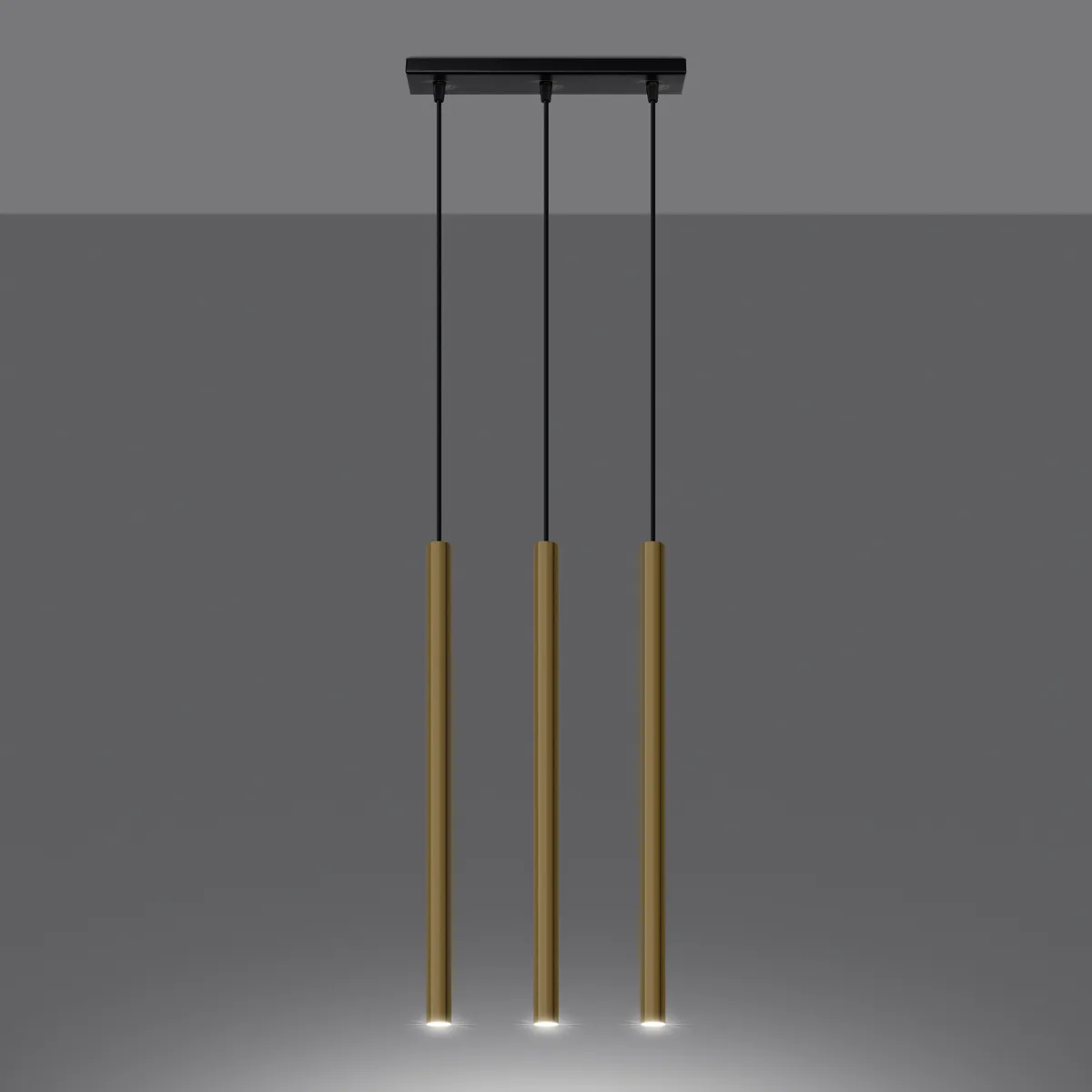 Pastelo 3-Light Linear Pendant - Polished Gold Bar & Linear Pendant Lights Great Lighting UK Ltd
