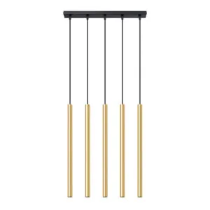 Pastelo 5-Light Linear Pendant - Polished Gold Bar & Linear Pendant Lights Great Lighting UK Ltd