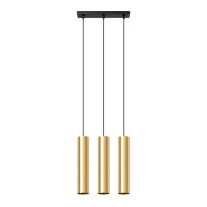 Lagos 3-Light Cluster Pendant - Polished Gold Bar & Linear Pendant Lights Great Lighting UK Ltd