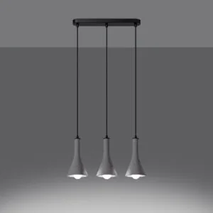 Concrete Pendant Light Rea Three Light Linear Industrial Pendant Lights Great Lighting UK Ltd