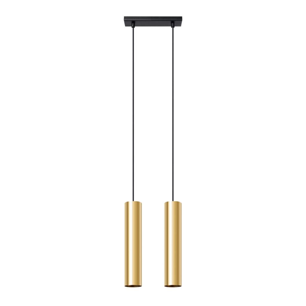 Lagos Twin Pendant Light - Polished Gold Bar & Linear Pendant Lights Great Lighting UK Ltd