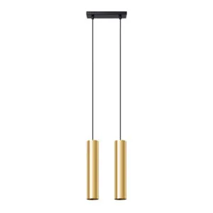 Lagos Twin Pendant Light - Polished Gold Bar & Linear Pendant Lights Great Lighting UK Ltd