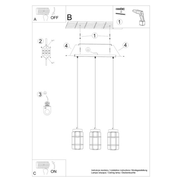 Pendant Lamp Gotto 3l Multi Pendants Great Lighting UK Ltd