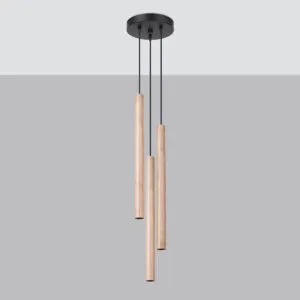 Wooden Pendant Light Pastelo Three Light Cluster Cylinder & Pendant Clusters Great Lighting UK Ltd