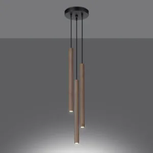 Wooden Pendant Light Pastelo Three Light Cluster Cylinder & Pendant Clusters Great Lighting UK Ltd