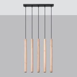 Wooden Pendant Light Pastelo Five Light Linear Bar & Linear Pendant Lights Great Lighting UK Ltd