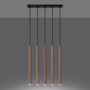 Pendant Lamp Pastelo 5l Wood Multi Pendants Great Lighting UK Ltd