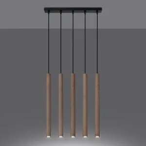 Wooden Pendant Light Pastelo Five Light Linear Bar & Linear Pendant Lights Great Lighting UK Ltd