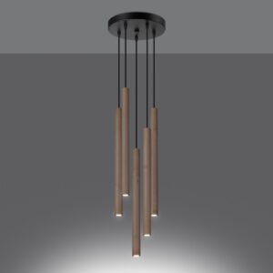 Pendant Lamp Pastelo 5p Wood Multi Pendants Great Lighting UK Ltd