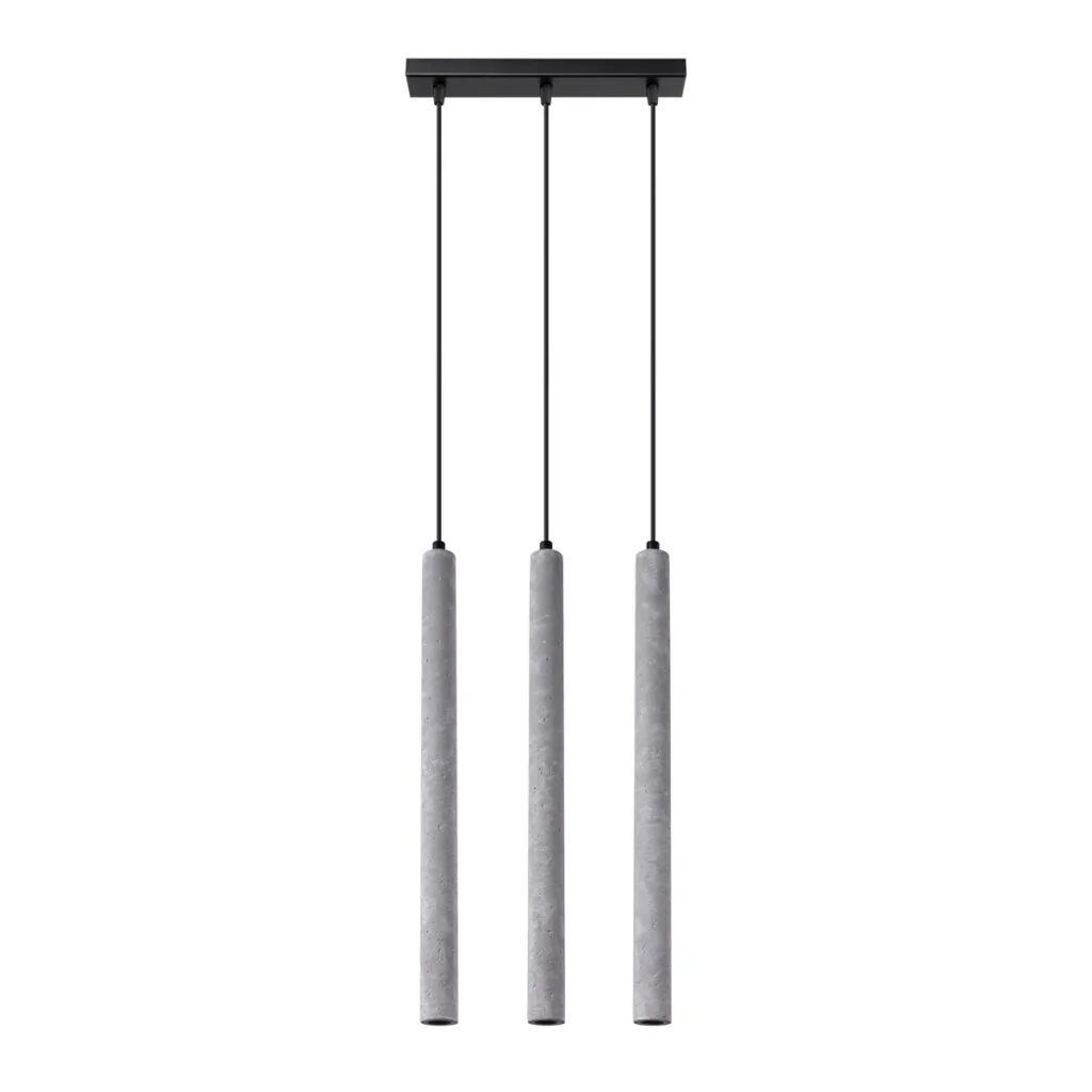 Concrete Pendant Light Pastelo Three Light Linear