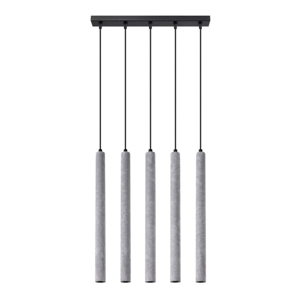 Concrete Pendant Light Pastelo Five Light Linear