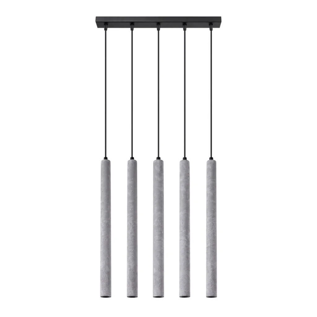 Concrete Pendant Light Pastelo Five Light Linear