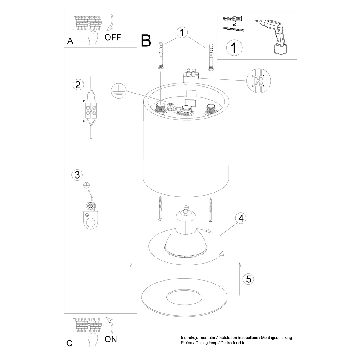 Mika Ceiling Light - Grey Hallway Ceiling Lights Great Lighting UK Ltd