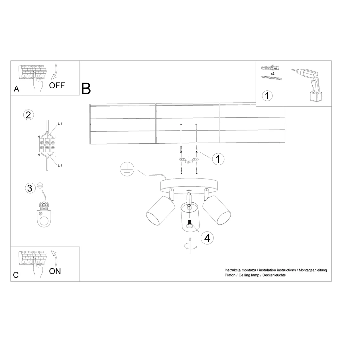 Verdo Three Light White Ceiling Spotlight 3 Light Spotlights Great Lighting UK Ltd