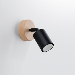 Wall Lamp Verdo Black / Wood Single Wall Lights Great Lighting UK Ltd