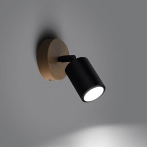 Wall Lamp Verdo Black / Wood Single Wall Lights Great Lighting UK Ltd