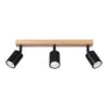 Verdo Three Light Black Kitchen Ceiling Spotlight with Wood Bar 3 Light Spotlights Great Lighting UK Ltd
