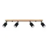 Verdo Four Light Black Kitchen Ceiling Spotlight with Wood Bar 4 Light Spotlights Great Lighting UK Ltd