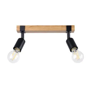 Zuca Two Light Black Wood Bar Ceiling Spotlight 2 Light Spotlight Great Lighting UK Ltd