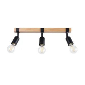 Zuca Three Light Black Wood Bar Ceiling Spotlight 3 Light Spotlights Great Lighting UK Ltd