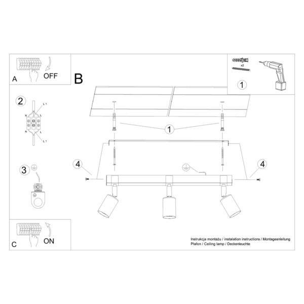Ceiling Lamp Zuca 3 Black - Image 6
