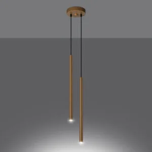 Pendant Lamp Pastelo Two Light Gold Brushed Gold Lighting Great Lighting UK Ltd