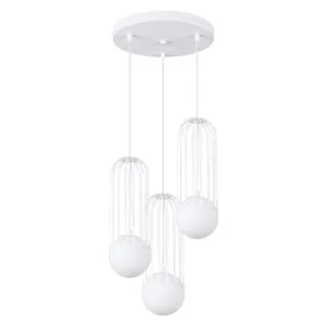 Brina 3-Light Pendant - White Dining Table Pendant Lights Great Lighting UK Ltd
