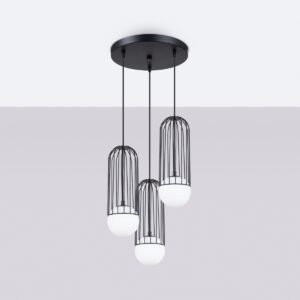 Pendant Lamp Brina 3p Black Multi Pendants Great Lighting UK Ltd