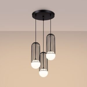 Pendant Lamp Brina 3p Black Multi Pendants Great Lighting UK Ltd