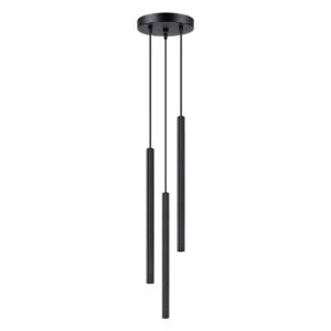 Arche 3-Light Pendant - Black Cylinder & Pendant Clusters Great Lighting UK Ltd