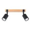 Fager Two Light Black Kitchen Ceiling Spotlight with Wood Bar 2 Light Spotlight Great Lighting UK Ltd