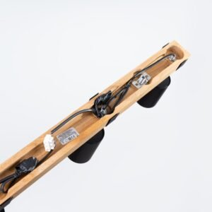 Fager Four Light Black Kitchen Ceiling Spotlight with Wood Bar 4 Light Spotlights Great Lighting UK Ltd