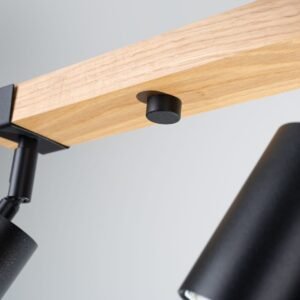 Fager Four Light Black Kitchen Ceiling Spotlight with Wood Bar 4 Light Spotlights Great Lighting UK Ltd