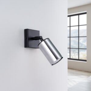 Wall Lamp Winx Black / Chrome Single Wall Lights Great Lighting UK Ltd