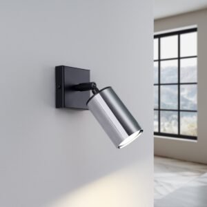 Wall Lamp Winx Black / Chrome Single Wall Lights Great Lighting UK Ltd