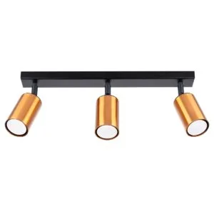 Winx Three Light Black Copper Ceiling Spotlight Bar Living Room Ceiling Lights Great Lighting UK Ltd