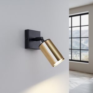 Wall Lamp Winx Black / Gold Single Wall Lights Great Lighting UK Ltd