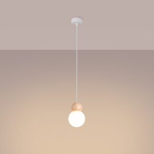 Pendant Lamp Pekka 1 White / Natural Wood Modern Single Pendants Great Lighting UK Ltd