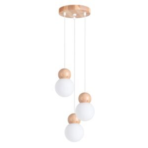 Pendant Lamp Pekka 3p White / Natural Wood Multi Pendants Great Lighting UK Ltd