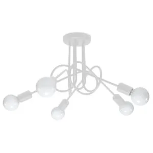 Multi Arm Ceiling Light Loop Five Light White Modern White Lighting Great Lighting UK Ltd