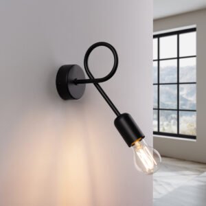 Wall Lamp Loop Black Single Wall Lights Great Lighting UK Ltd
