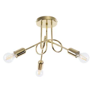 Multi Arm Ceiling Light Loop Three Light Gold Black - Gold - Copper Lights Great Lighting UK Ltd