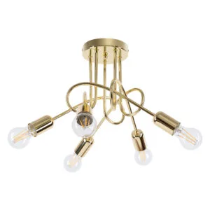 Chandelier Loop Five Light Polished Gold Bedroom Pendant Lights Great Lighting UK Ltd
