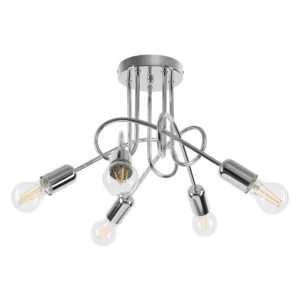 Chandelier Loop Five Light Chrome Bedroom Ceiling Lights Great Lighting UK Ltd