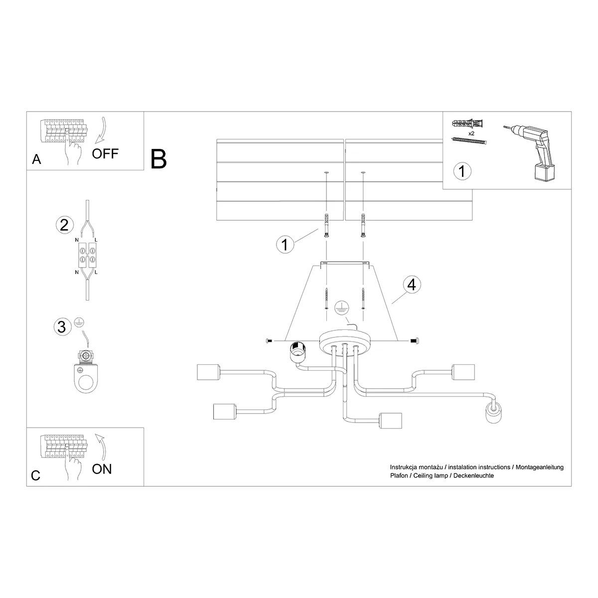 Multi Arm Ceiling Light Vector Six Light Black Living Room Ceiling Lights Great Lighting UK Ltd