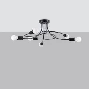 Levar Chandelier - 6 Light / Black Multi Arm Ceiling Lights Great Lighting UK Ltd